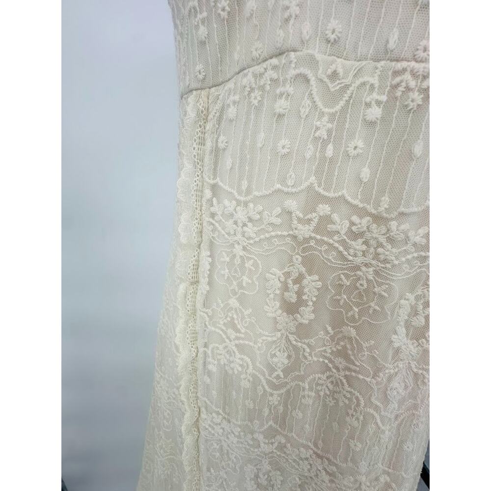 Zara Cream Lace Midi Slip Dress Size L Romantic Fairy Feminine Boho Wedding - Picture 3 of 11